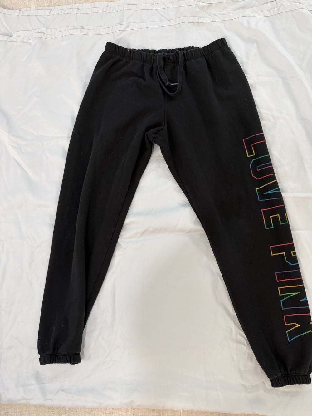 VS VICTORIAS SECRET PINK CLASSIC JOGGER LEGGING SWEAT PANT TIGHT RAINBOW FOIL XS